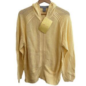 Modern Soul Yellow Open Stitch Hooded Zipper Cardigan NWT Women’s XL